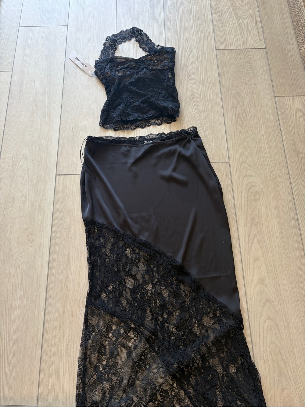 Princess Polly Black Lace-Trim Maxi Skirt